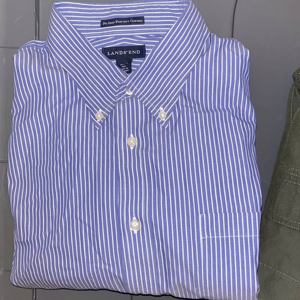 Lands End Oxford Button Up Long Sleeve Tall XL